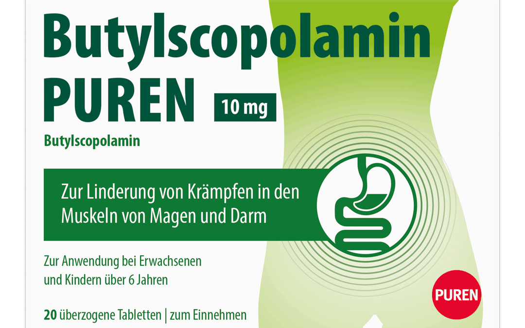 Neues Packungsdesign von Butylscopolamin PUREN: Die bewährte Wirkung für den kleinen Geldbeutel im frischen Look